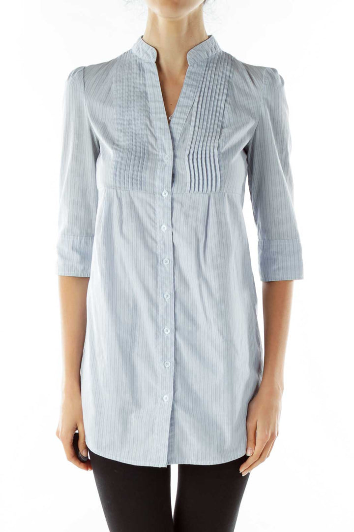 Blue Pinstripe Shirt Dress