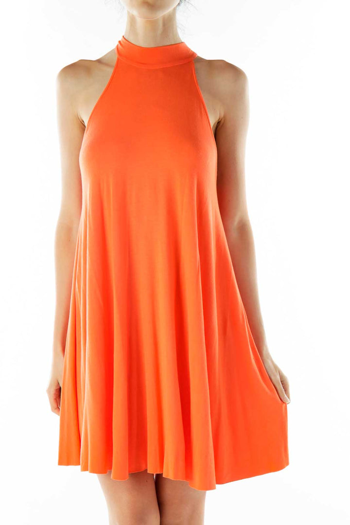 Orange Halter Shift Dress