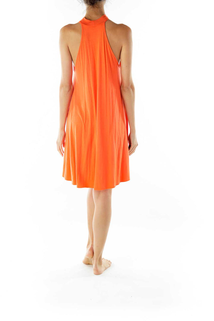 Orange Halter Shift Dress