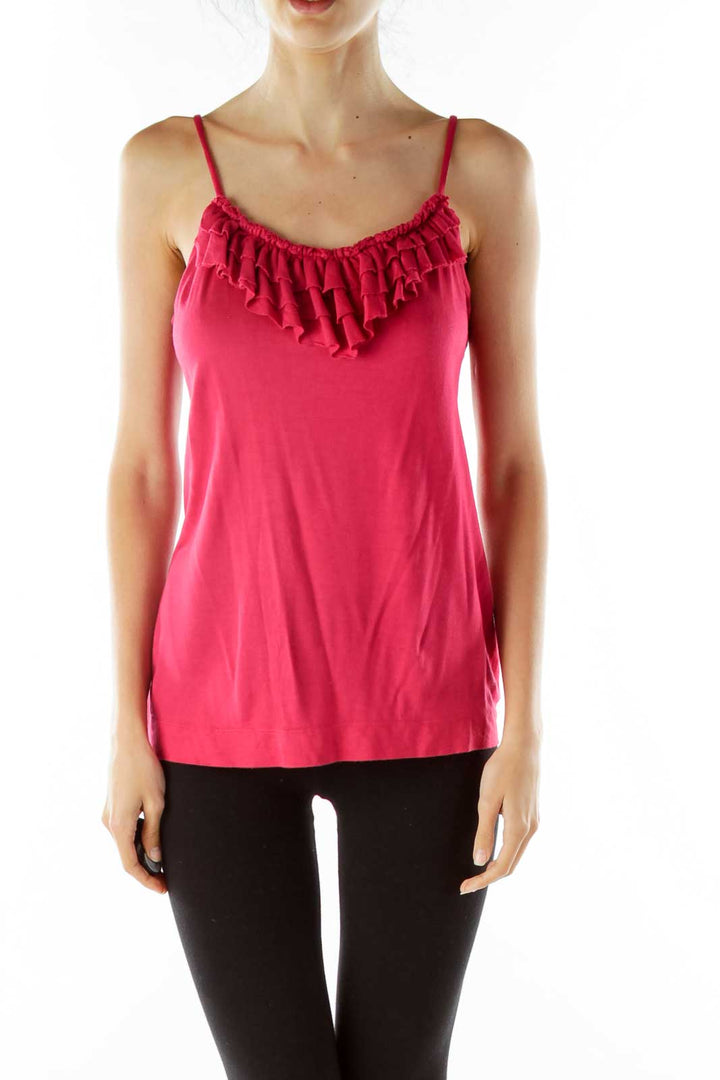 Pink Ruffled Tank Top