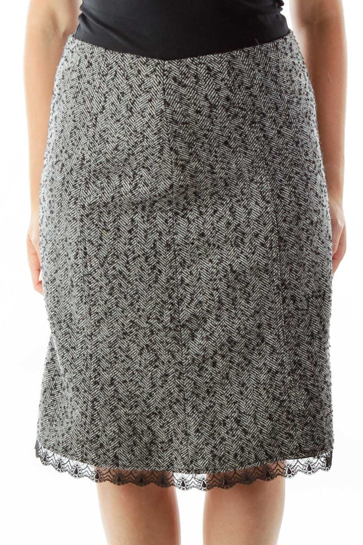 Black White Tweed Skirt