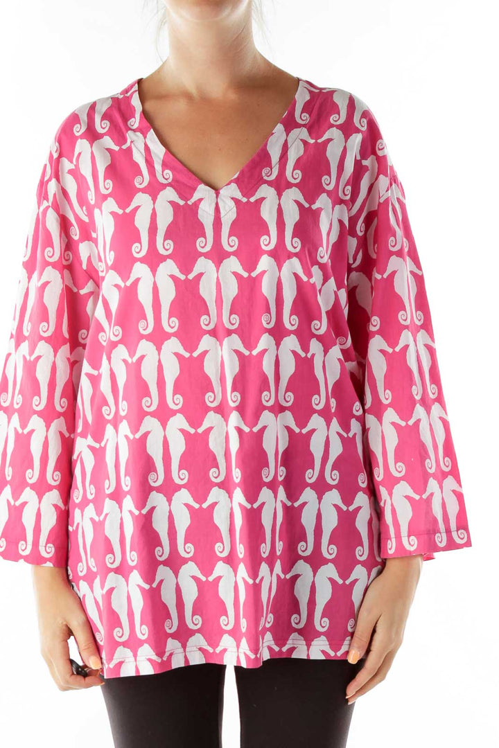 Pink White Seahorse Tunic