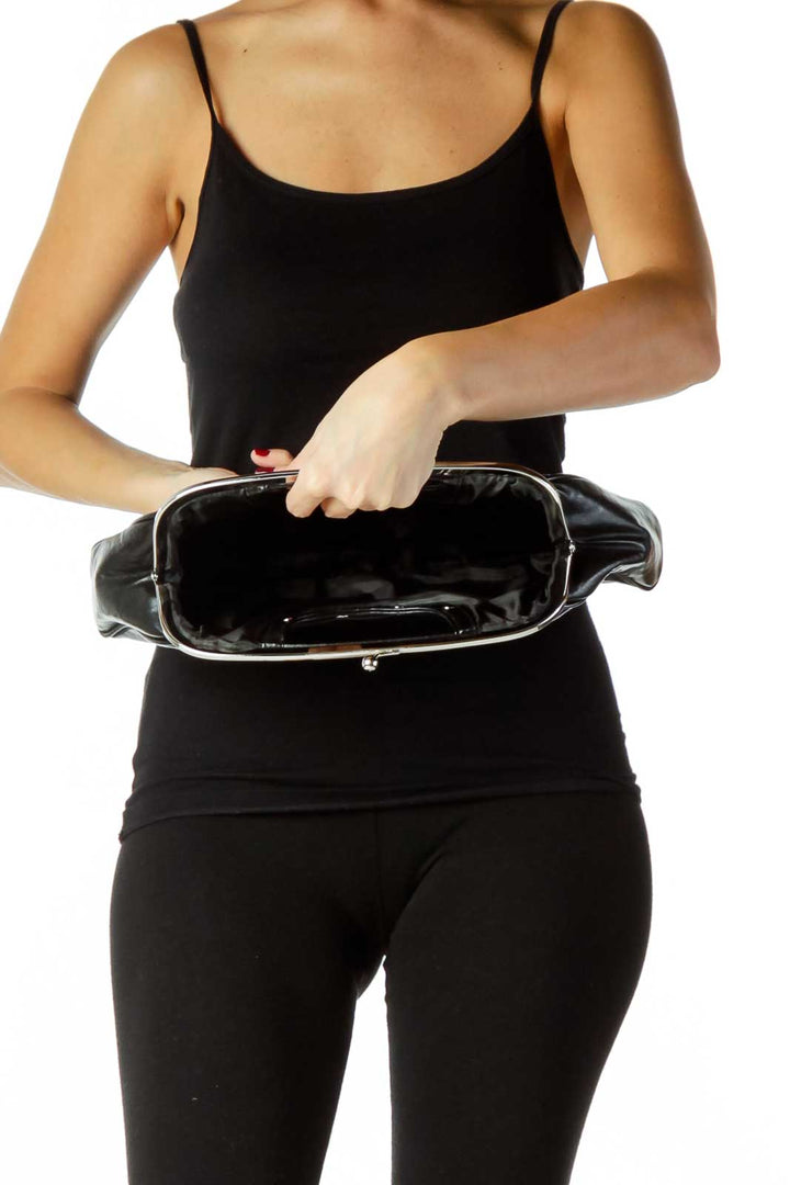 Black Faux-Leather Clutch