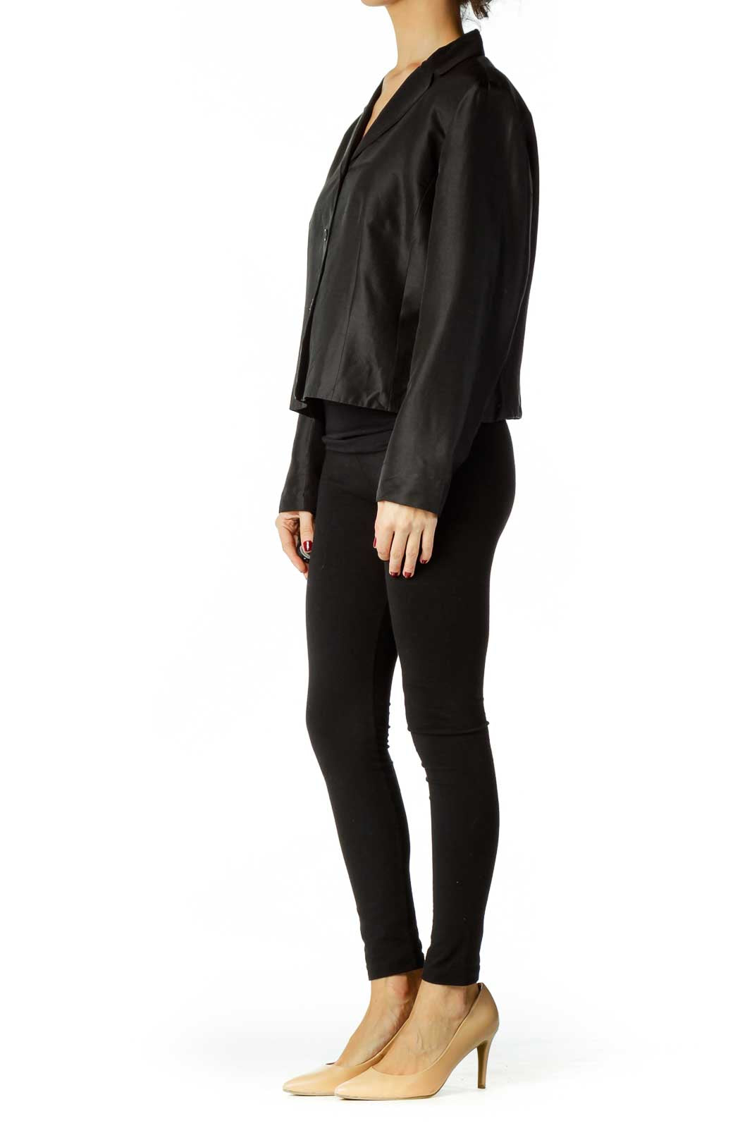 Black Shoulder Padded Blazer