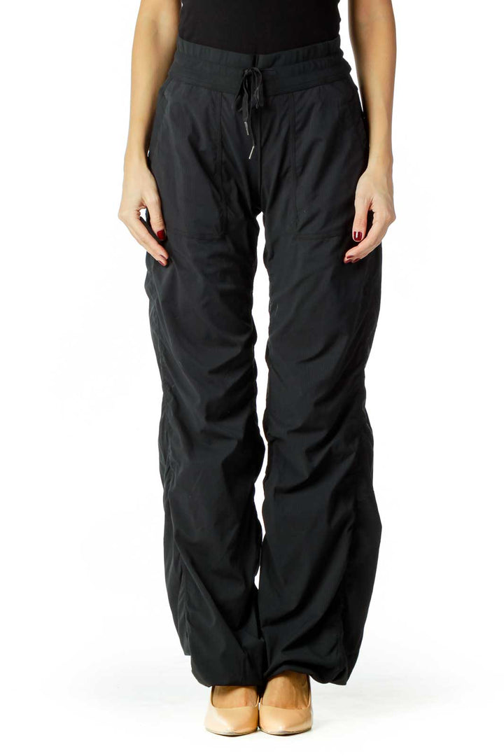 Black Elastic Waist Sports Pants