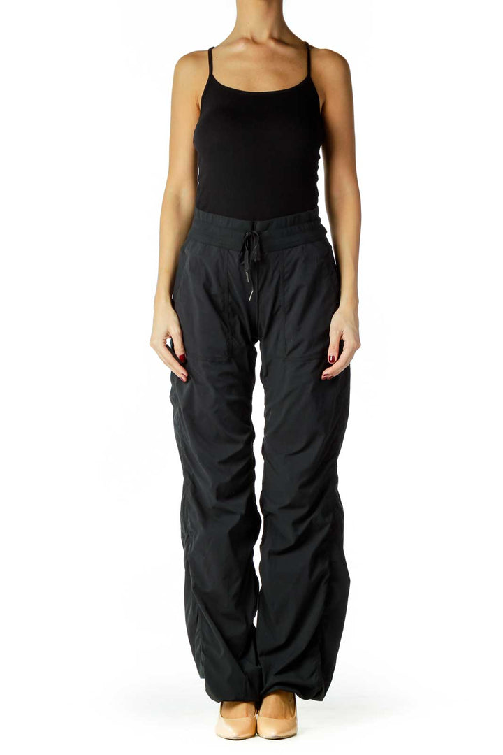 Black Elastic Waist Sports Pants