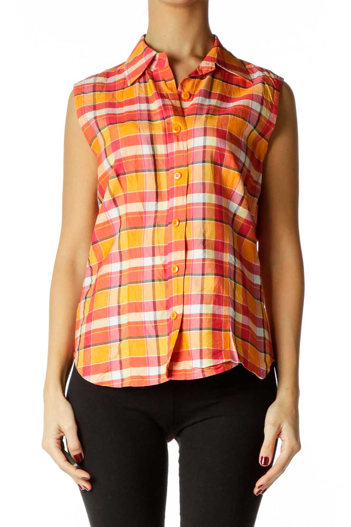 Pink Orange White Plaid Tunic