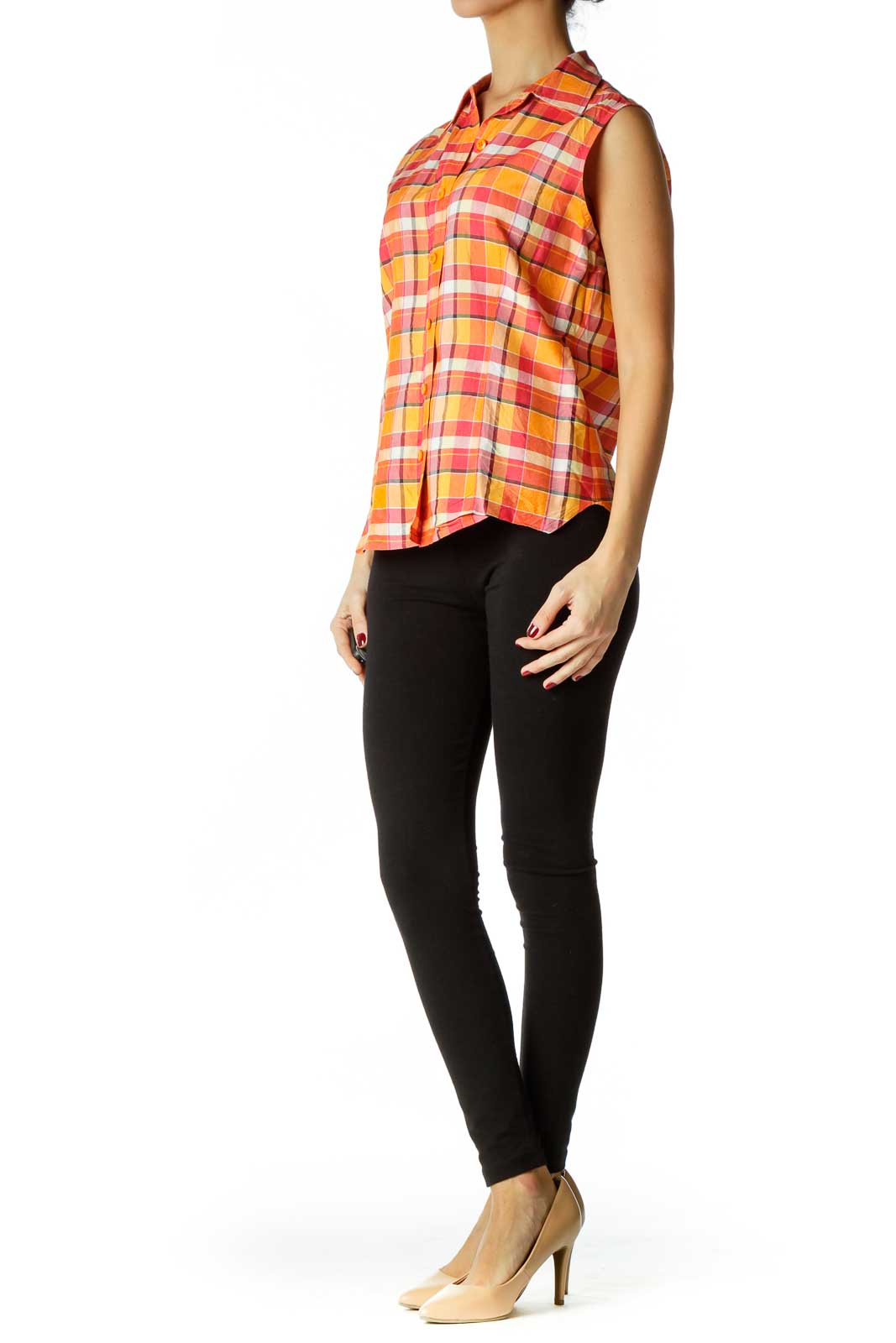 Pink Orange White Plaid Tunic