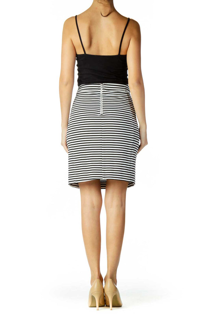 Black White Striped Pencil Skirt