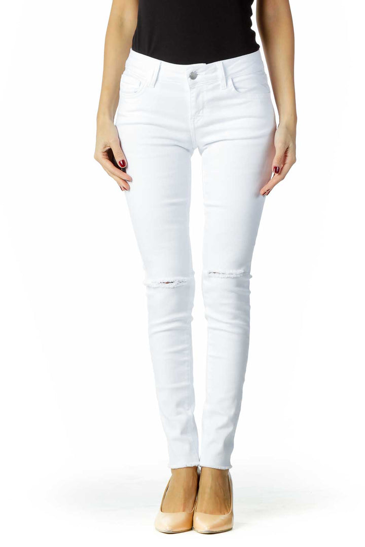 White Distressed Skinny Jeans