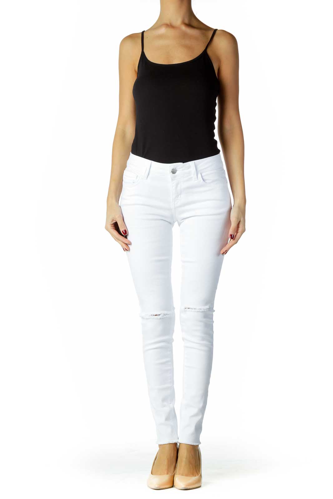 White Distressed Skinny Jeans