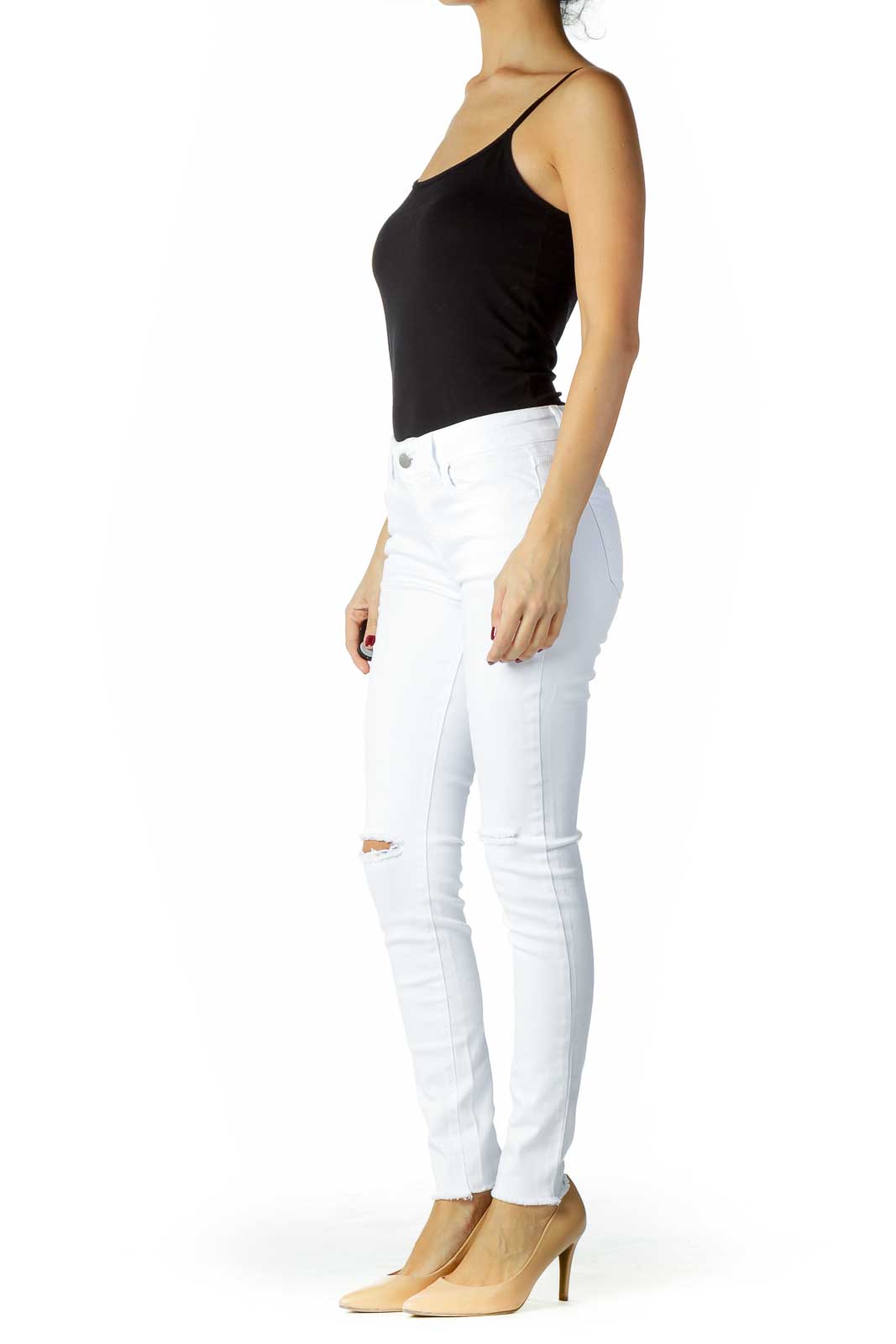 White Distressed Skinny Jeans