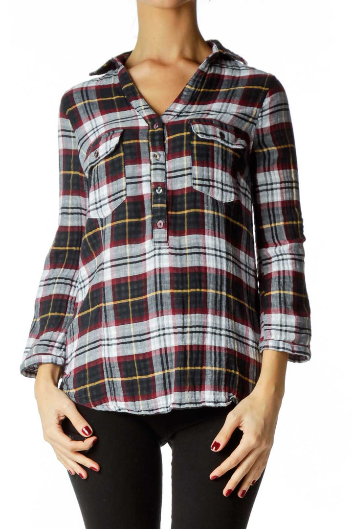 Navy Red Plaid Shirt