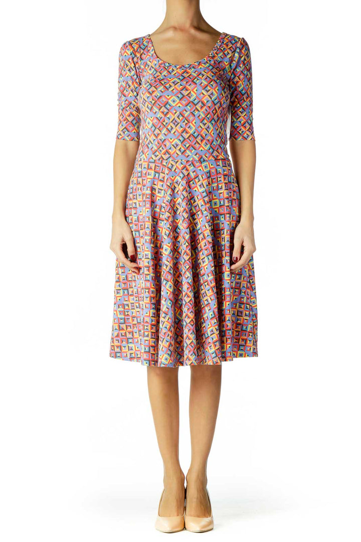 Multicolor Geometric Print Day Dress