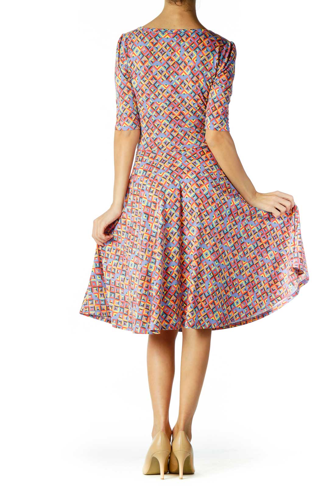 Multicolor Geometric Print Day Dress