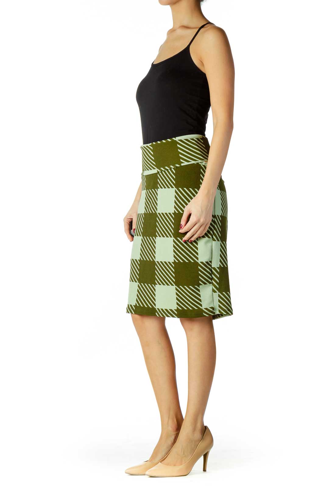 Green Print Pencil Skirt