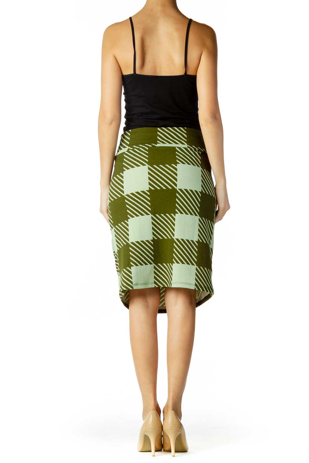 Green Print Pencil Skirt