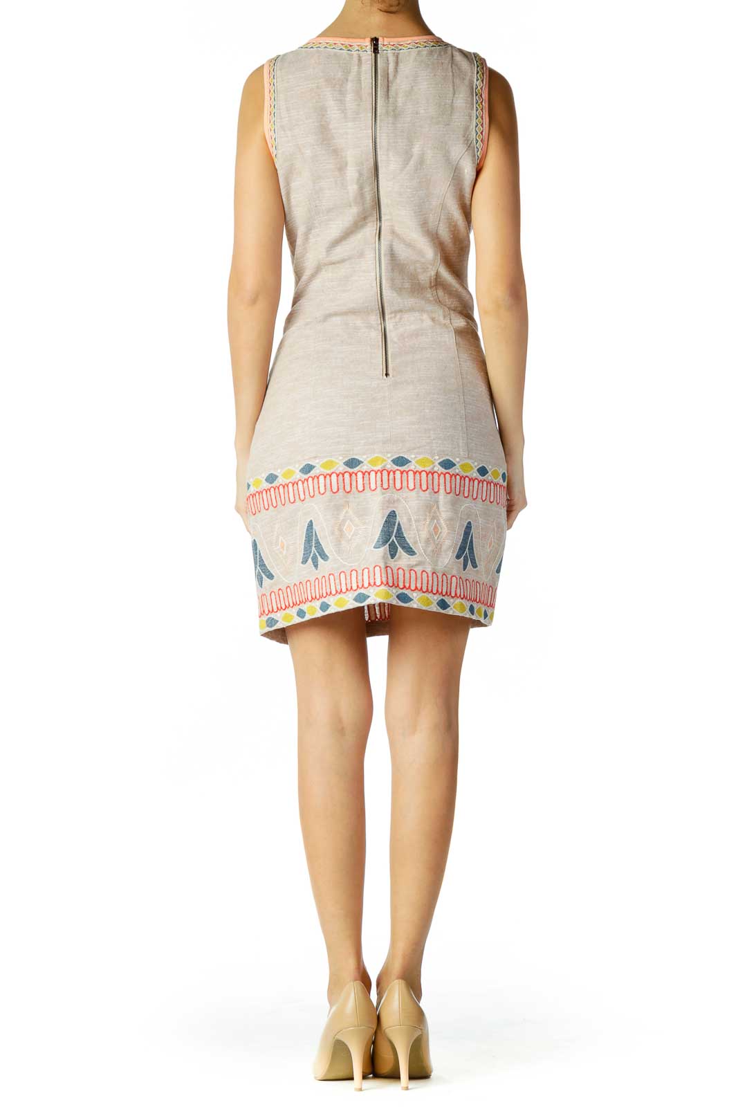 Brown Embroidered Pattern Dress