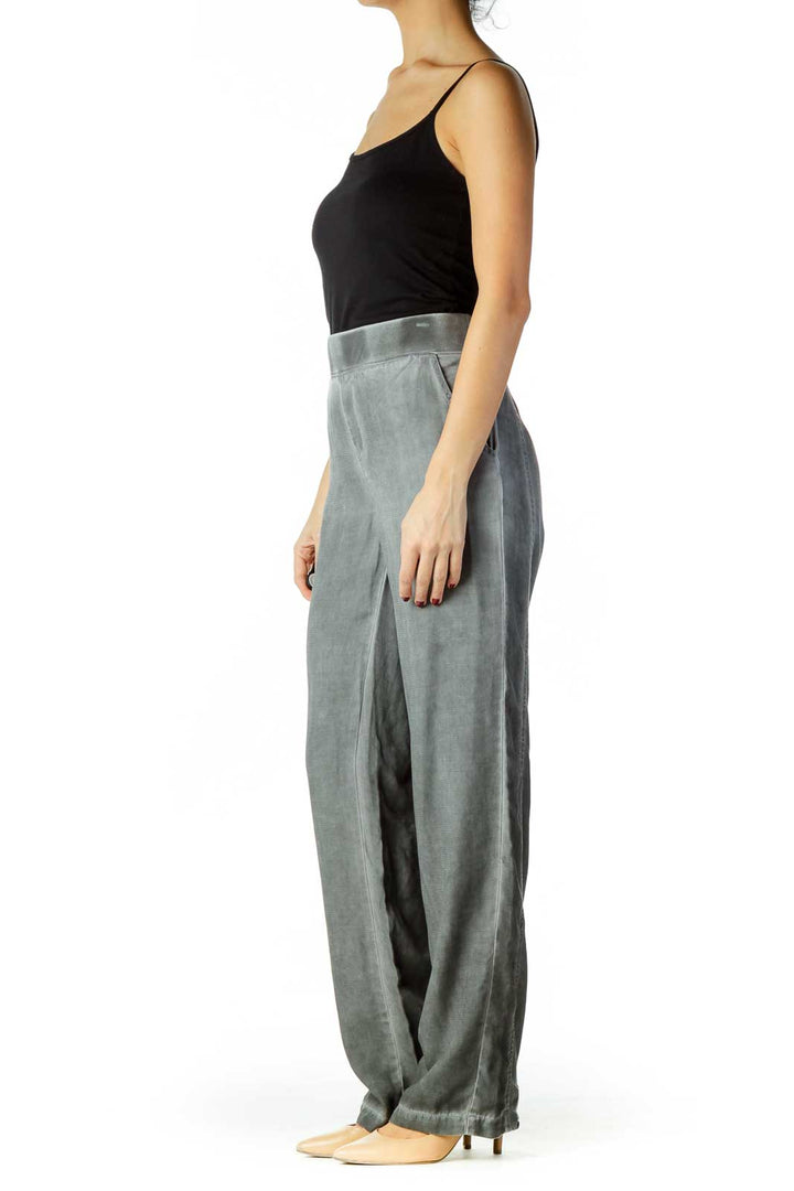 Gray Linen Wide Leg Pants