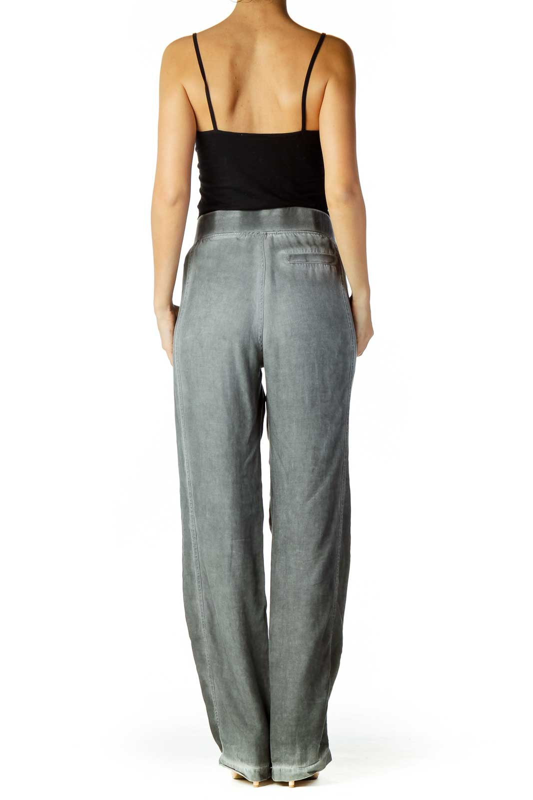 Gray Linen Wide Leg Pants