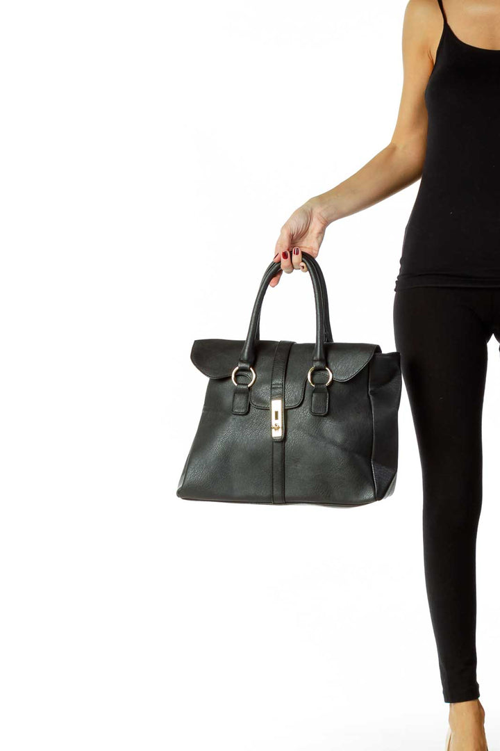 Black Faux-Leather Tote