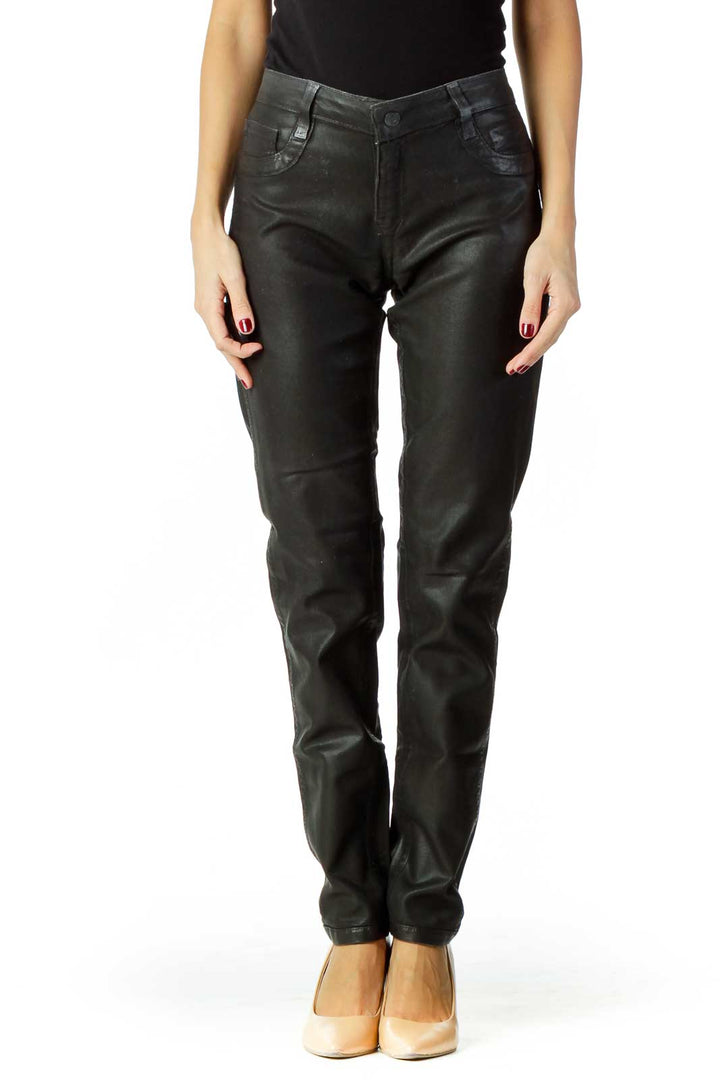 Gray Metallic Reversible Skinny Jeans