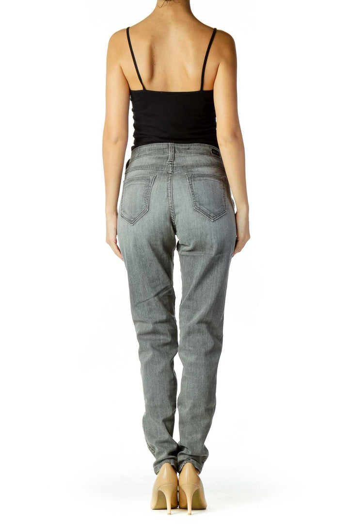 Gray Metallic Reversible Skinny Jeans