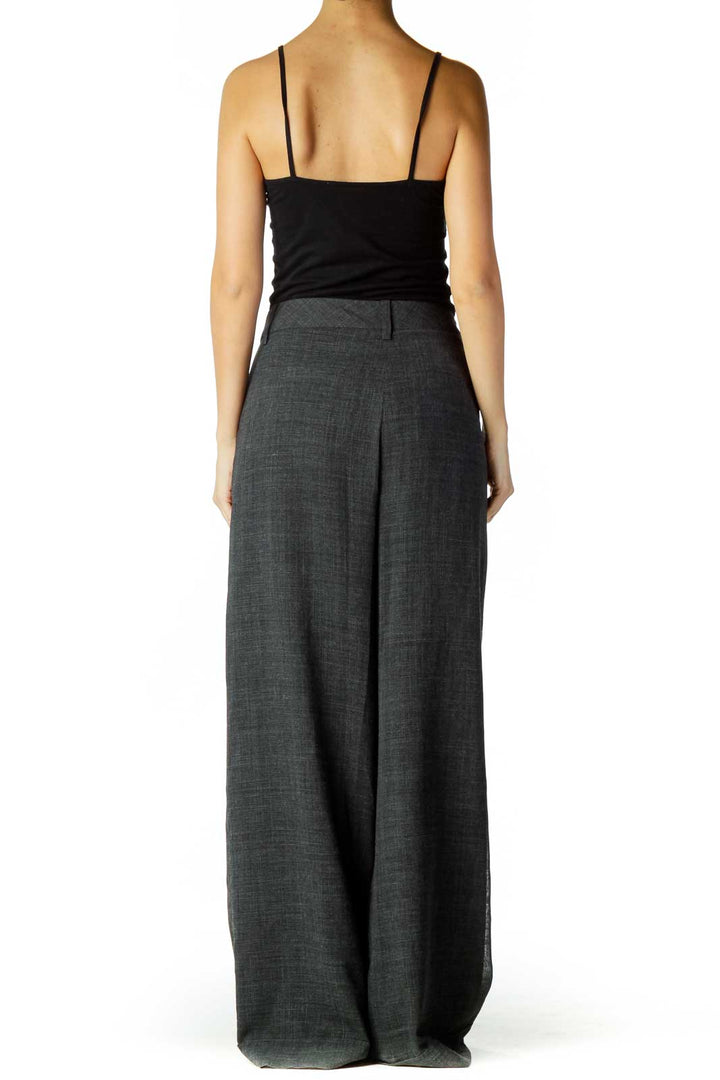 Gray Checkered Wide-leg Pants