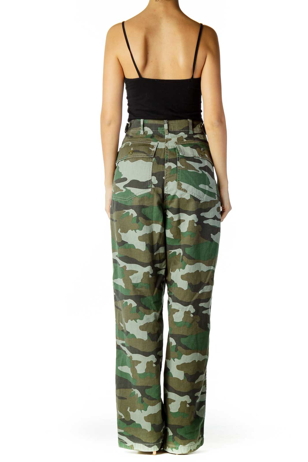 Green Brown Camouflage High-Rise Jeans