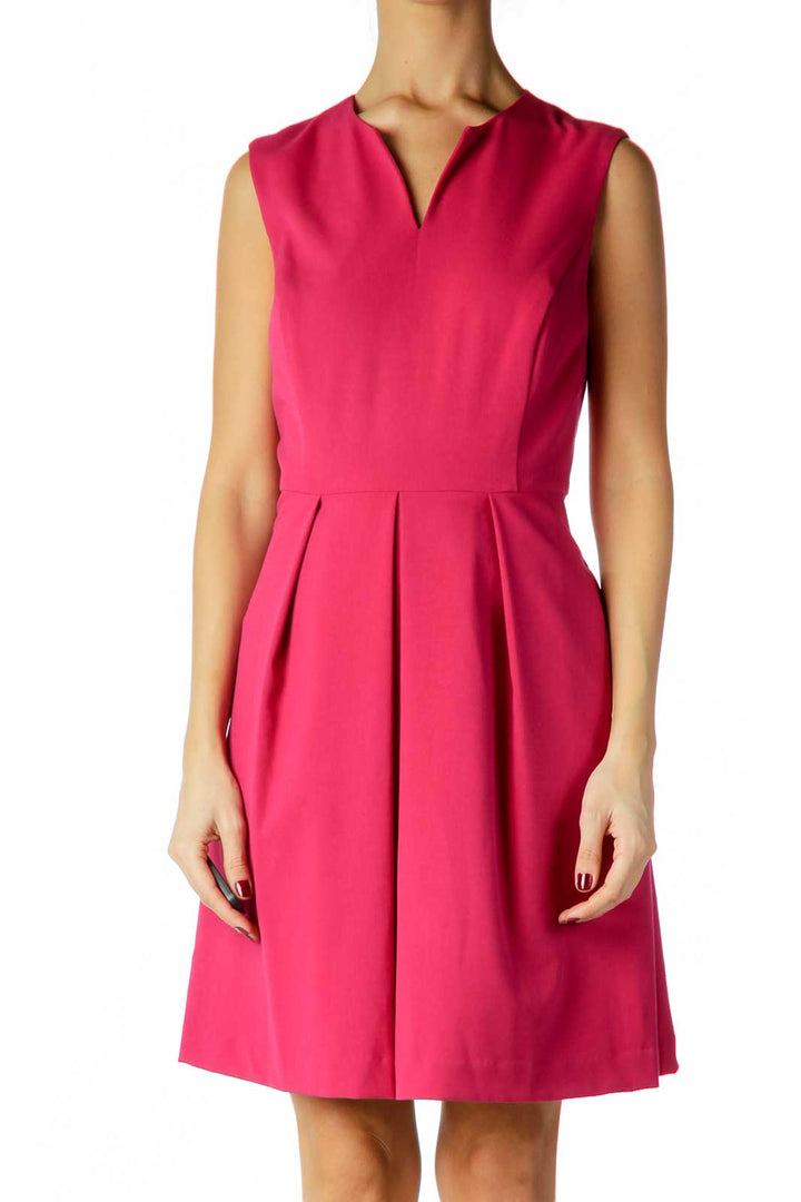 Pink V-Neck Cocktail Dress