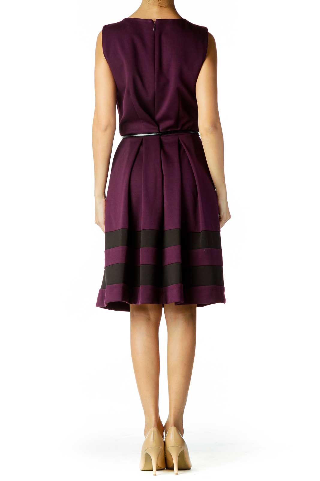 Purple Black Belted Dress