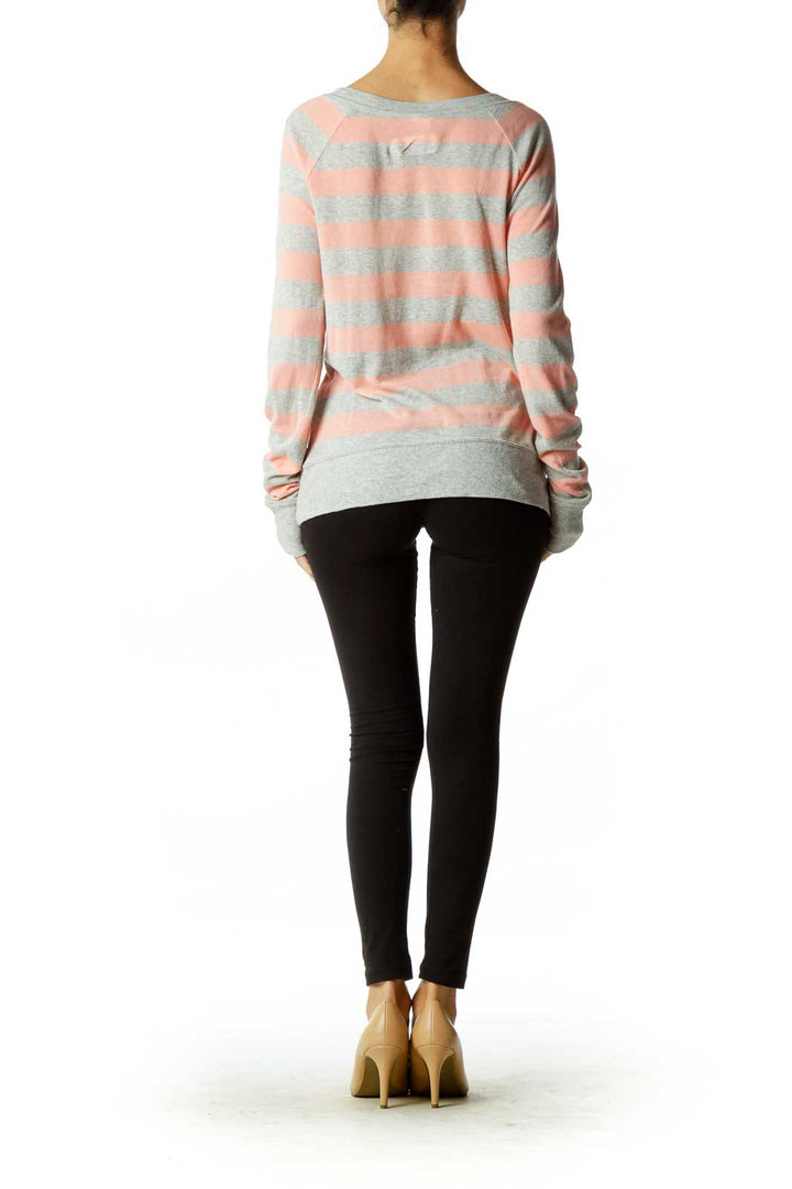 Gray Pink Striped Sweater