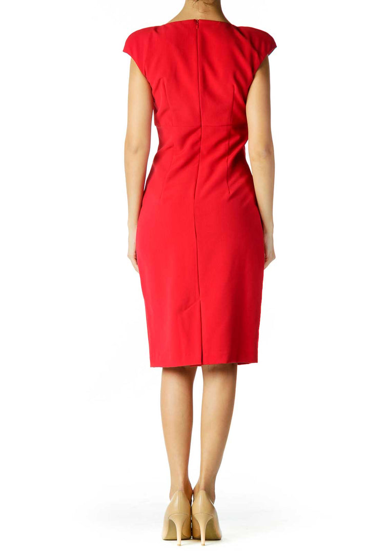 Red Ruched Work Dress