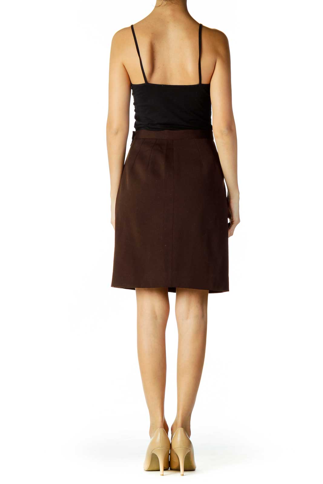 Brown Wool Pencil Skirt