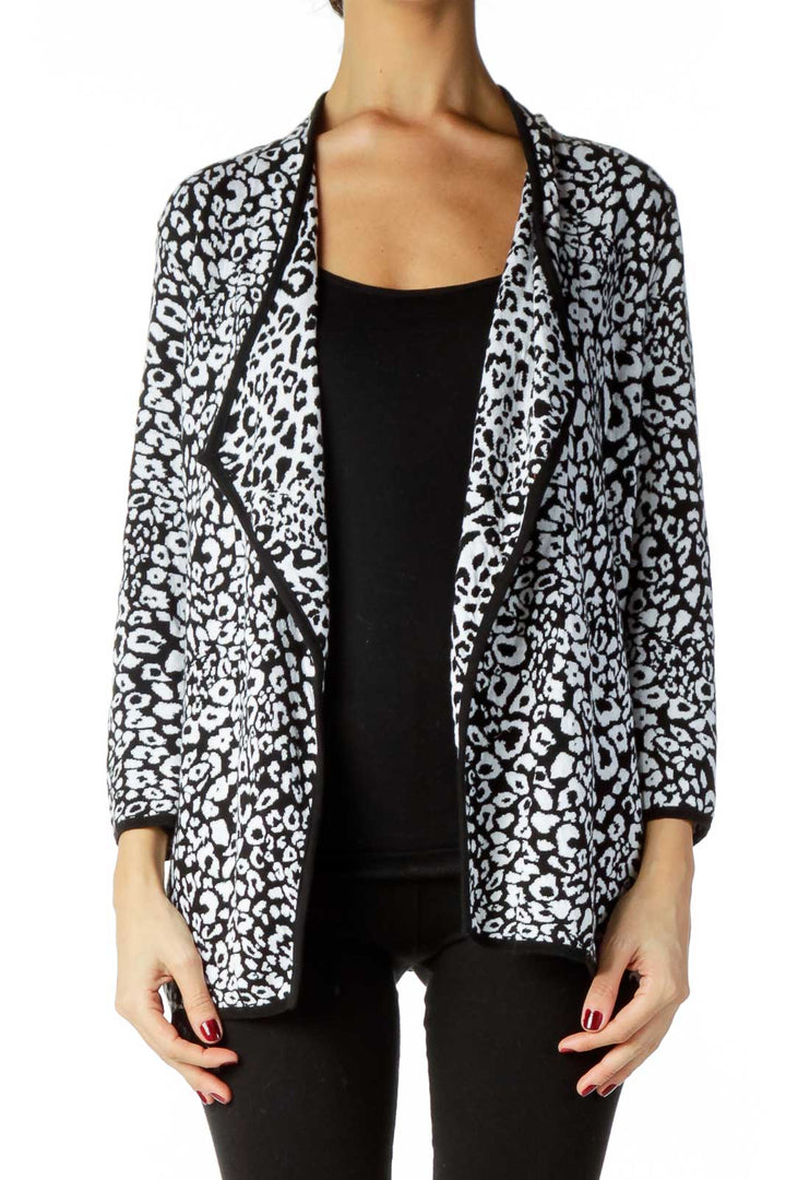 Black White Printed Cardigan