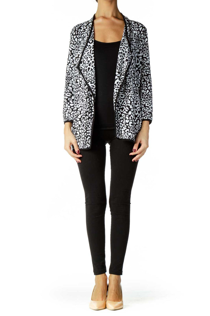 Black White Printed Cardigan