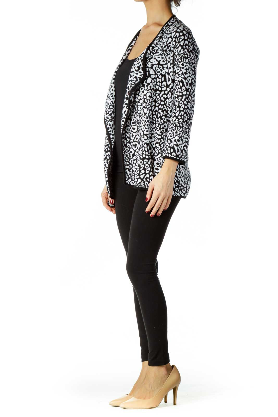 Black White Printed Cardigan