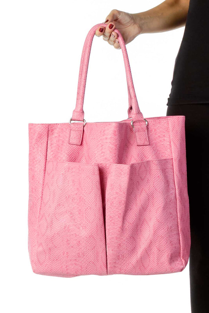 Pink Snake Skin Textured Tote