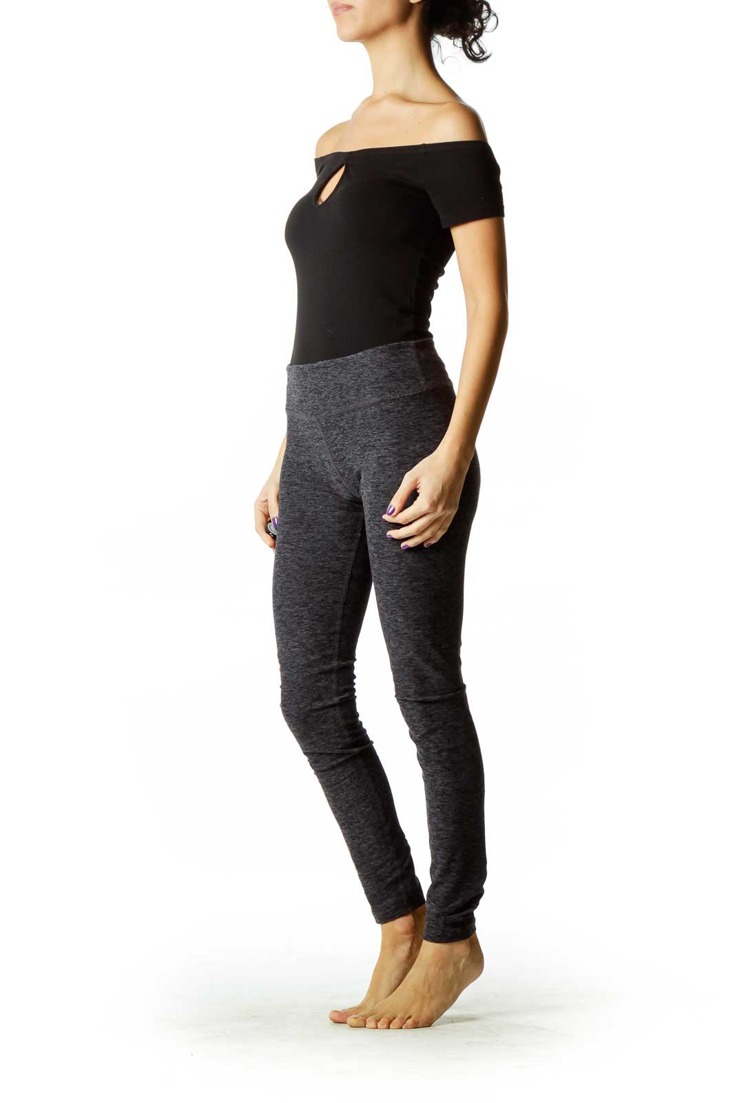 Black & Gray Straight-Leg Leggings