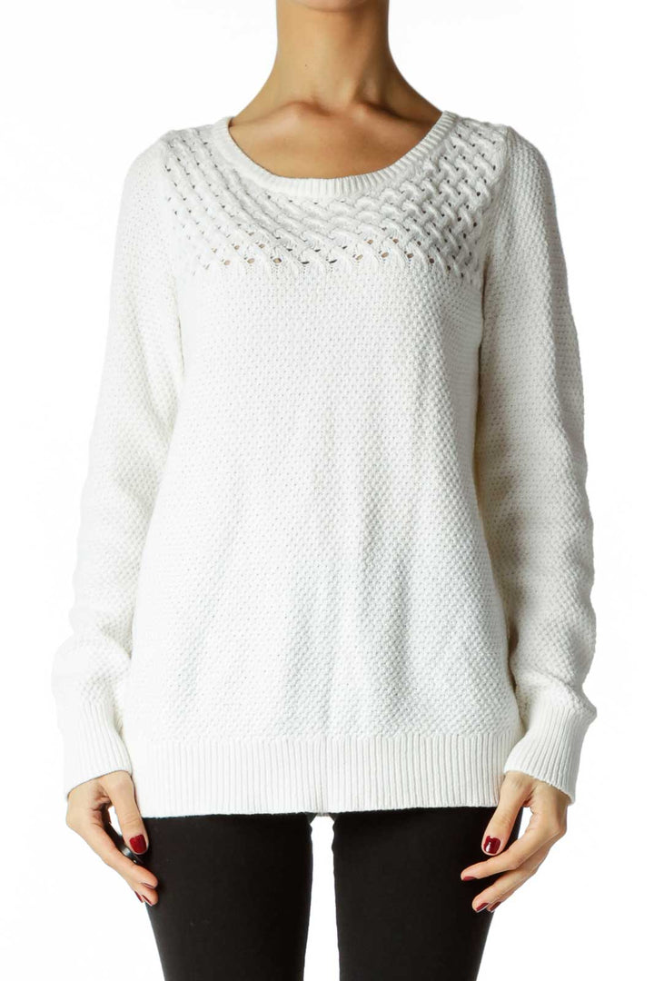 White Cable Knit Sweater