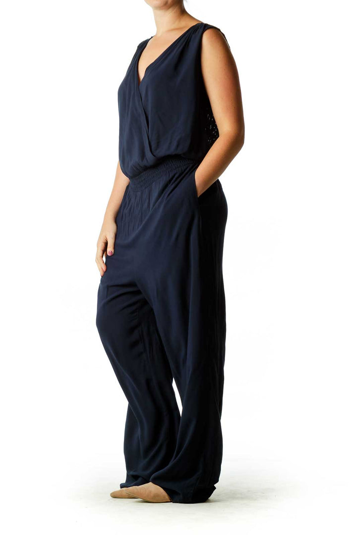 Navy Lace Back Jumpsuit