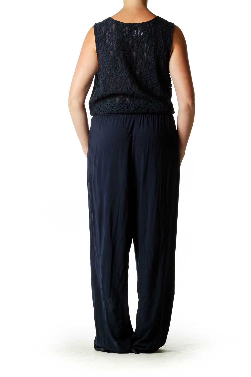 Navy Lace Back Jumpsuit