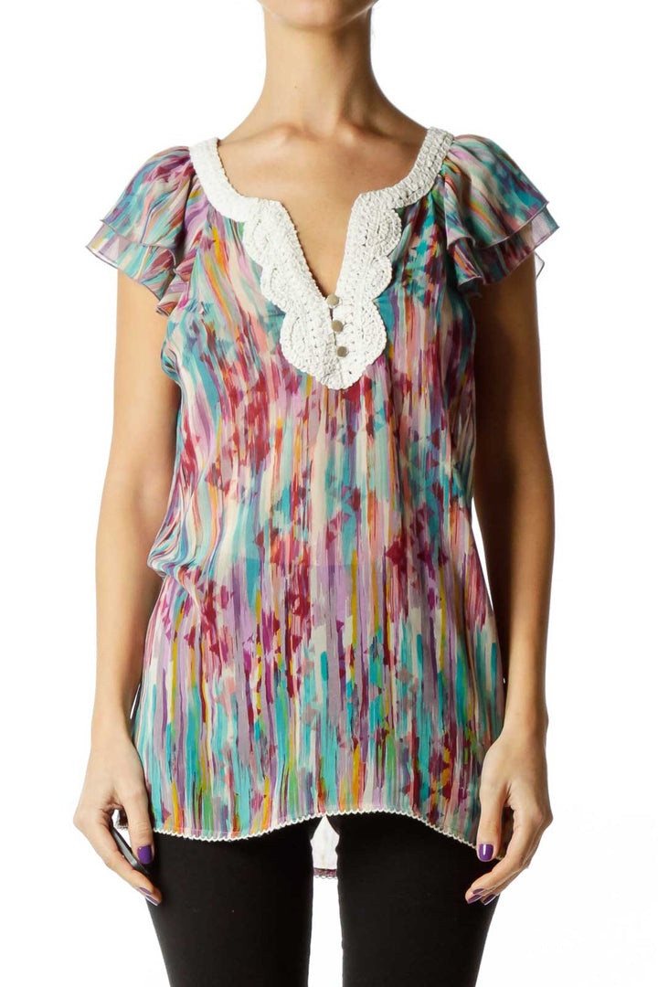 Multicolor Sheer Sleeveless Blouse