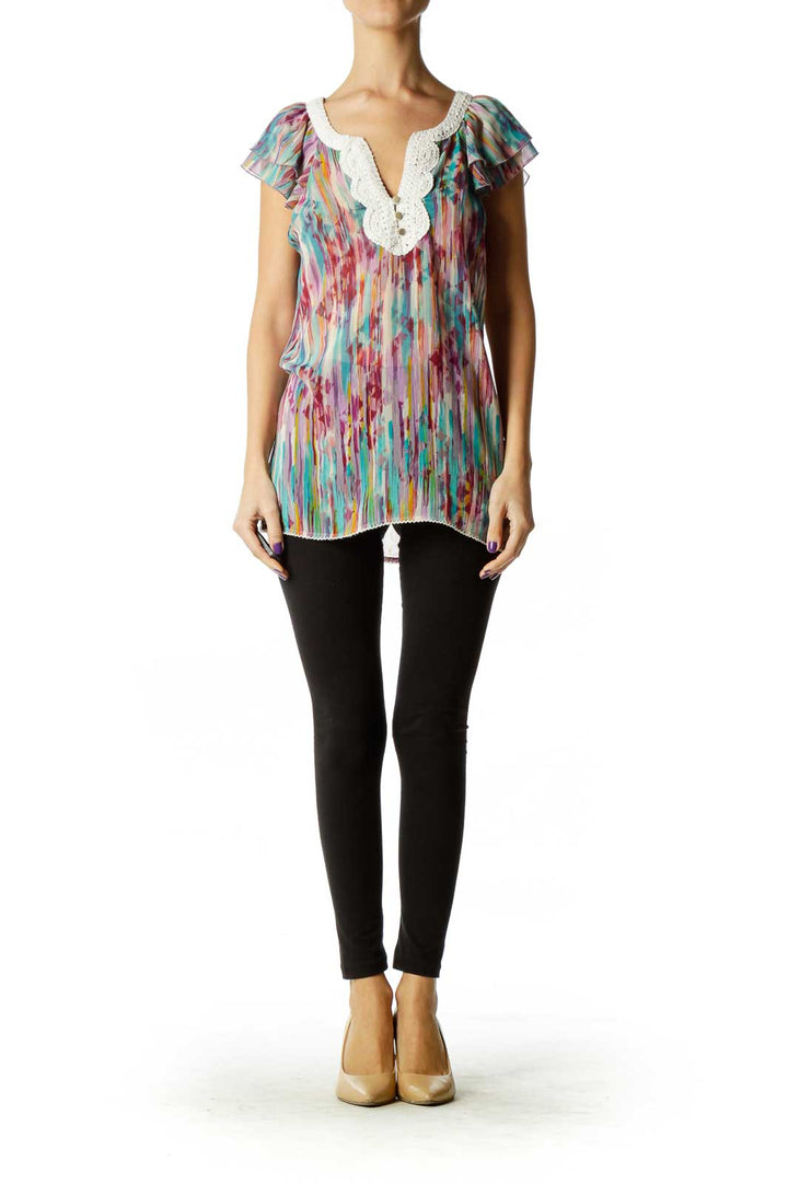 Multicolor Sheer Sleeveless Blouse