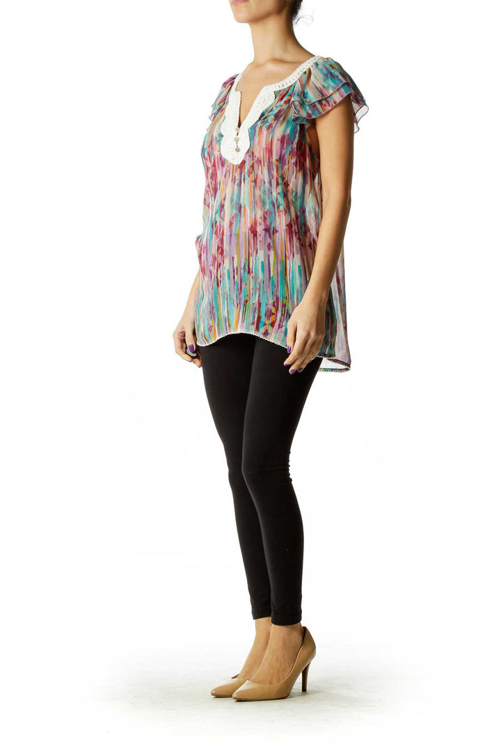 Multicolor Sheer Sleeveless Blouse