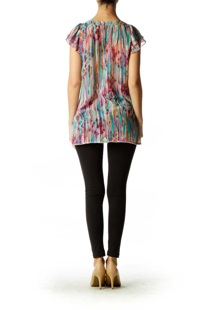 Multicolor Sheer Sleeveless Blouse