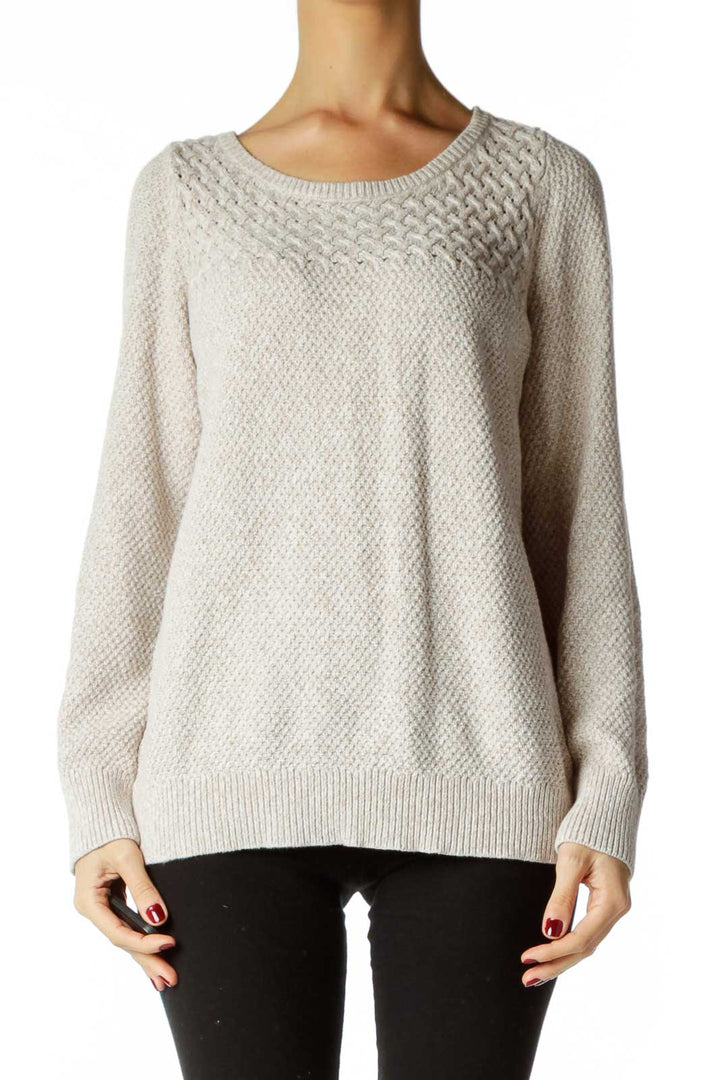 Beige Cable Knit Sweater