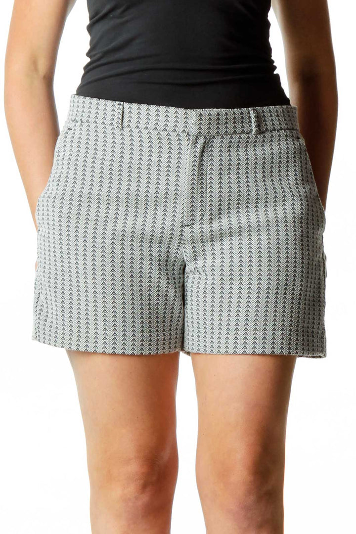 Black White Chevron Print Short