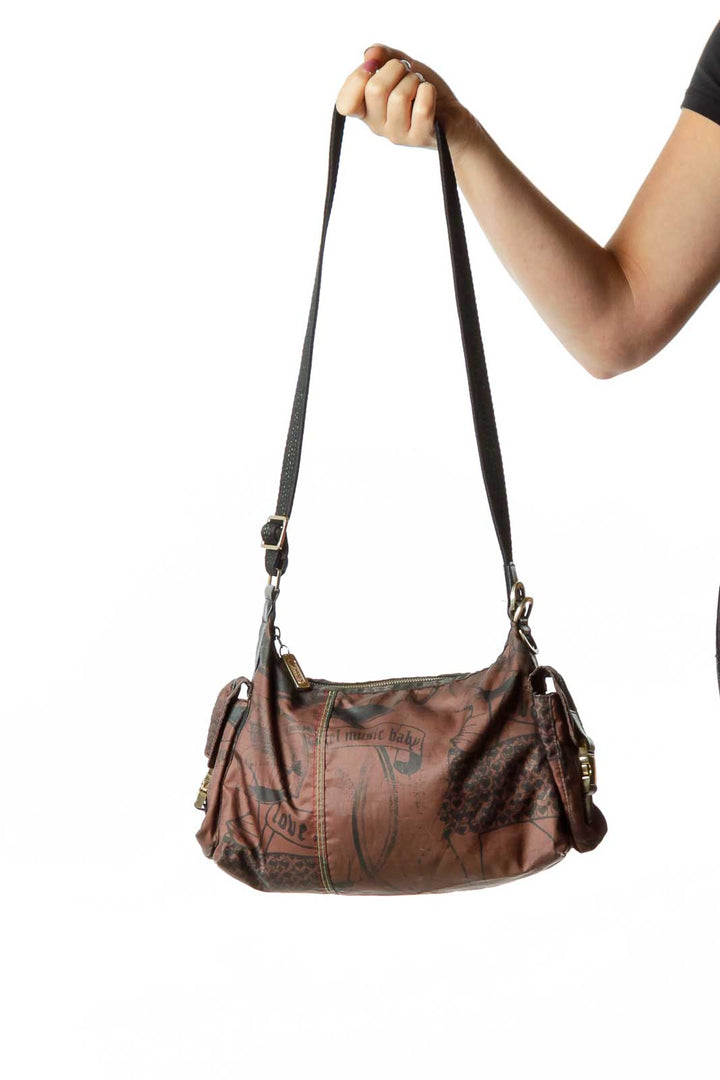 Brown Black Print Shoulder Bag