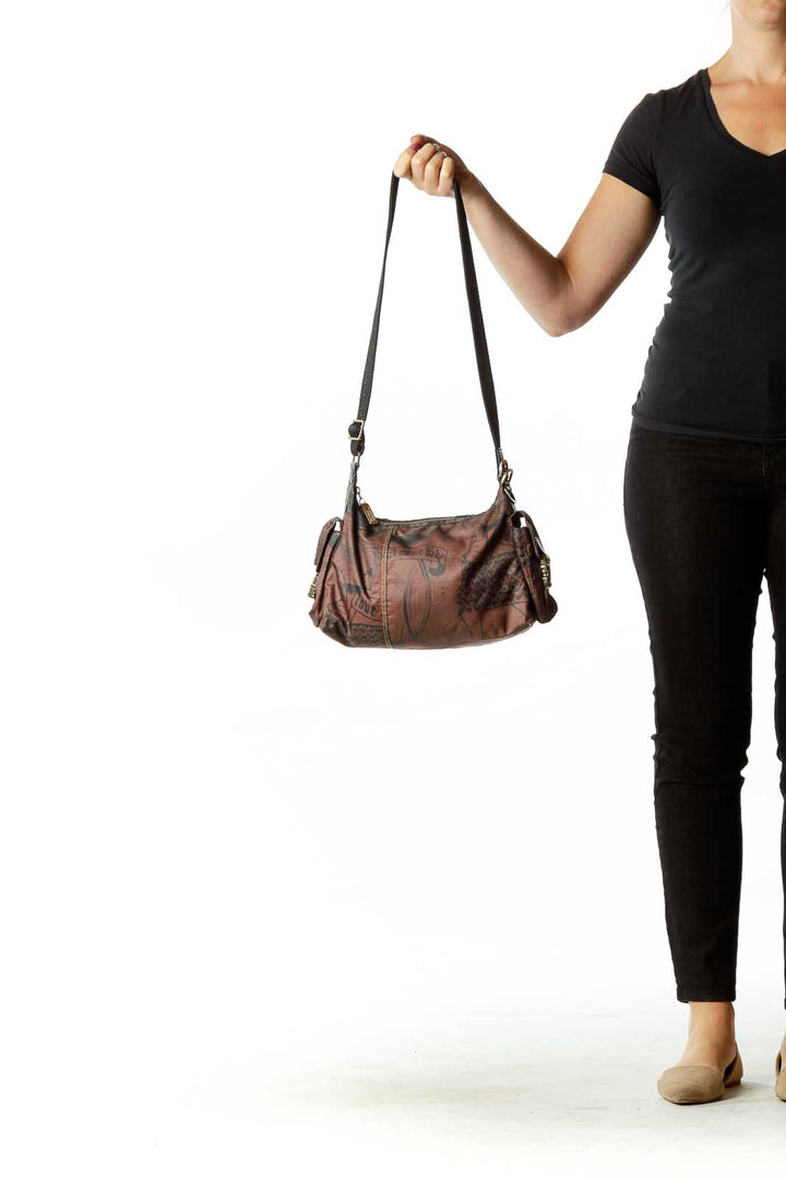 Brown Black Print Shoulder Bag